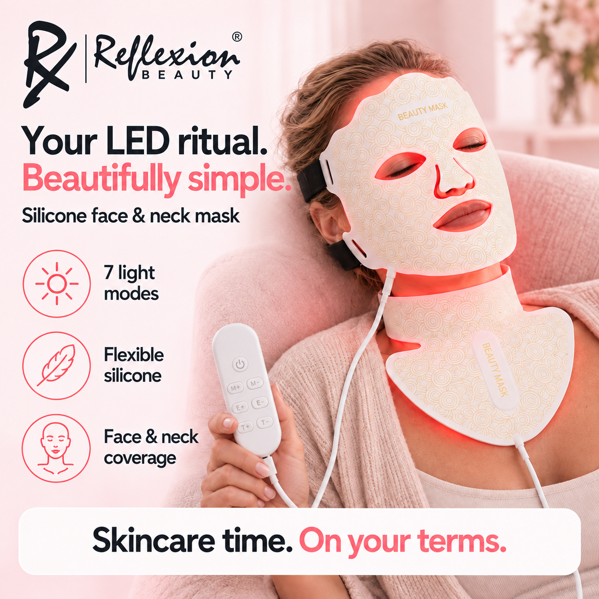 RxPro® Silicone LED Face, Neck & Chest Light Therapy Décolletage Mask