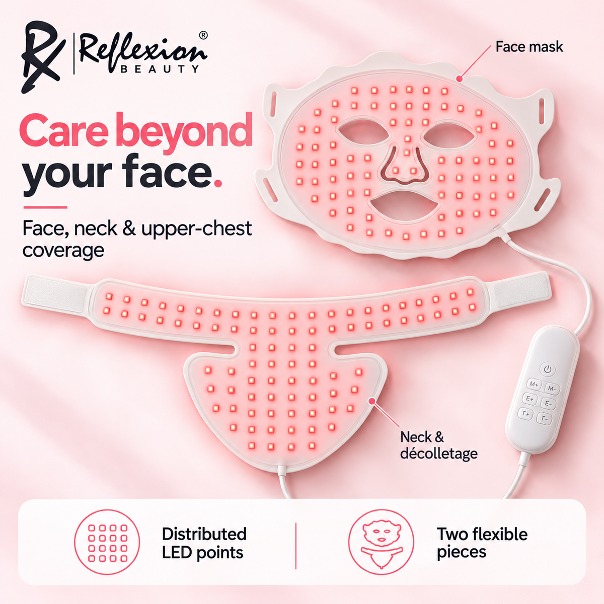 RxPro® Silicone LED Face, Neck & Chest Light Therapy Décolletage Mask